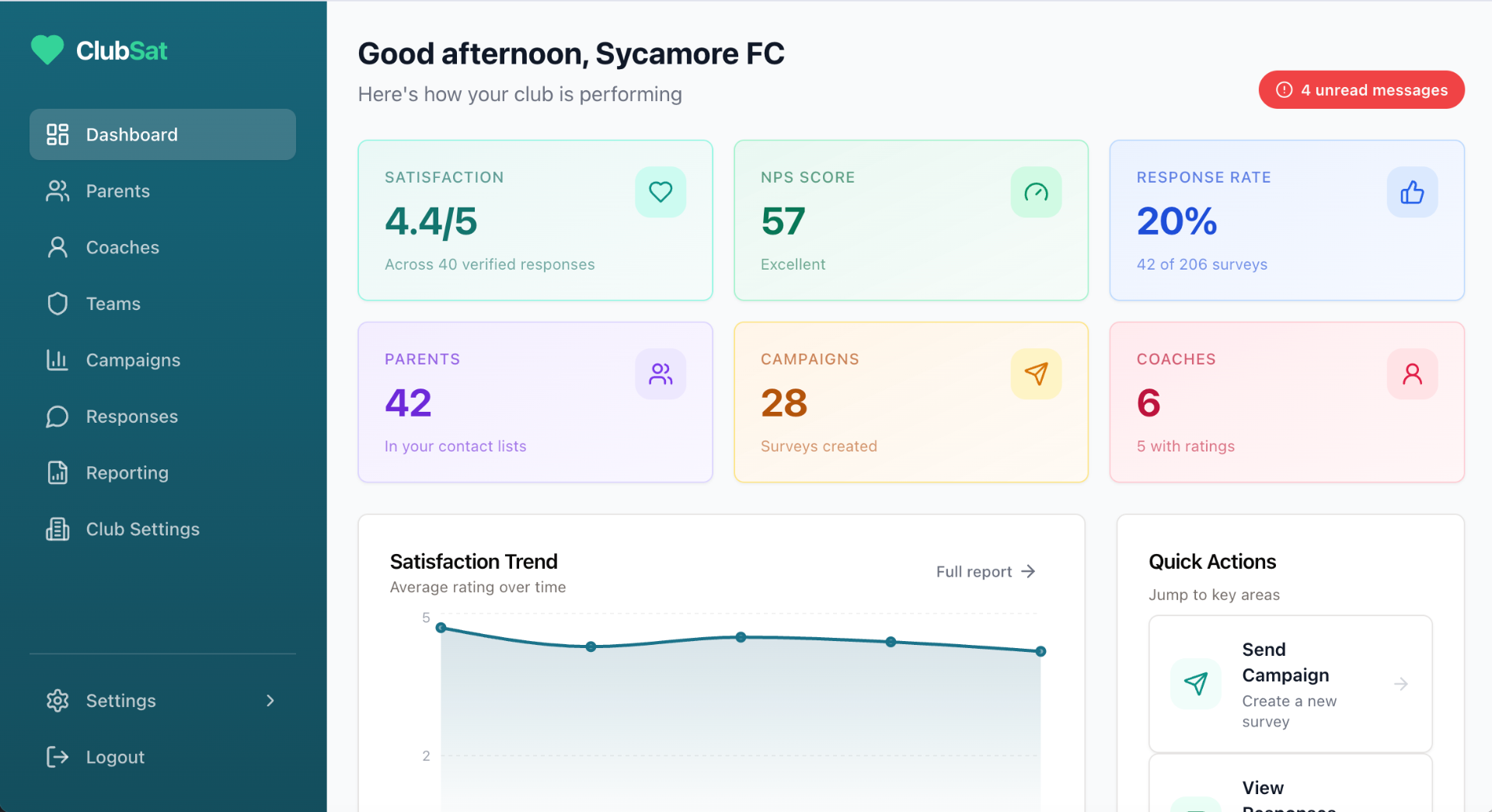 ClubSat dashboard preview